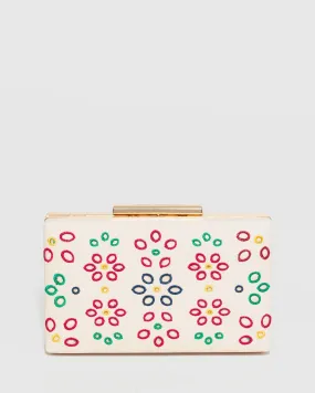 Ivory Jaimii Embroidered Clutch Bag