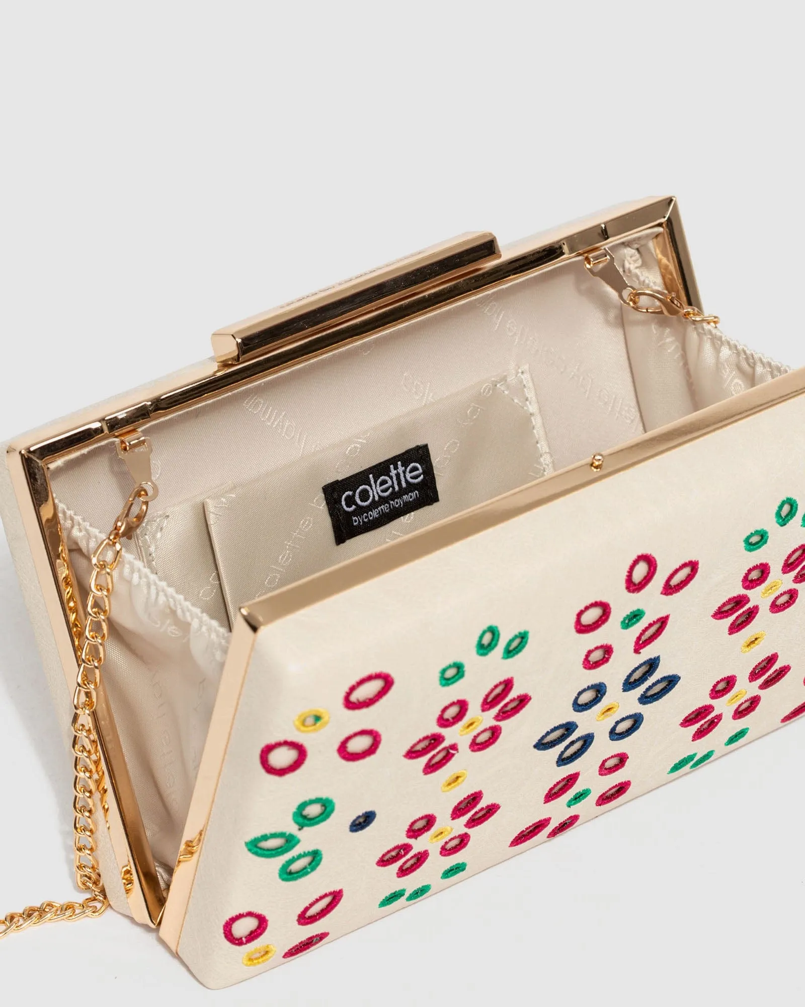 Ivory Jaimii Embroidered Clutch Bag