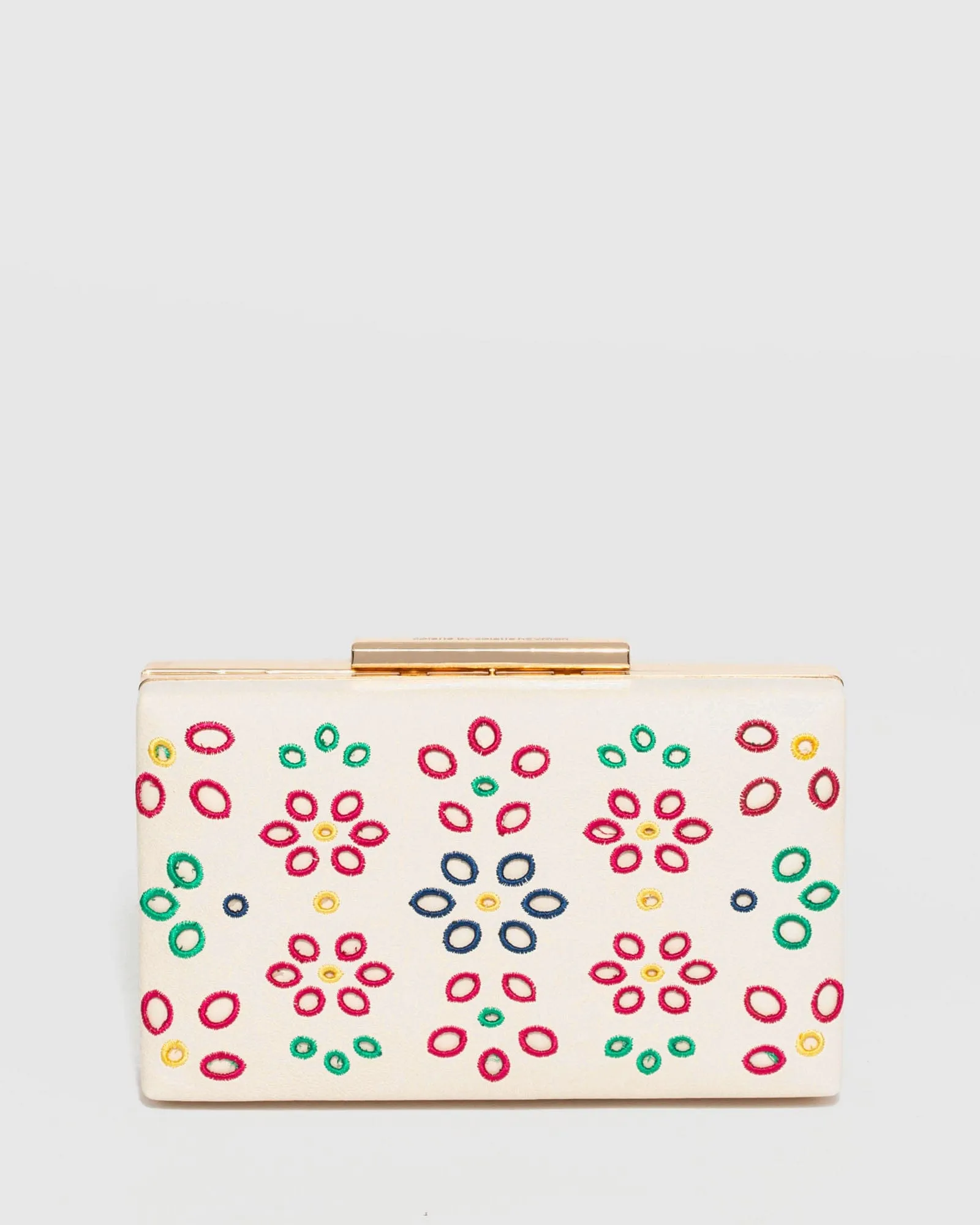 Ivory Jaimii Embroidered Clutch Bag