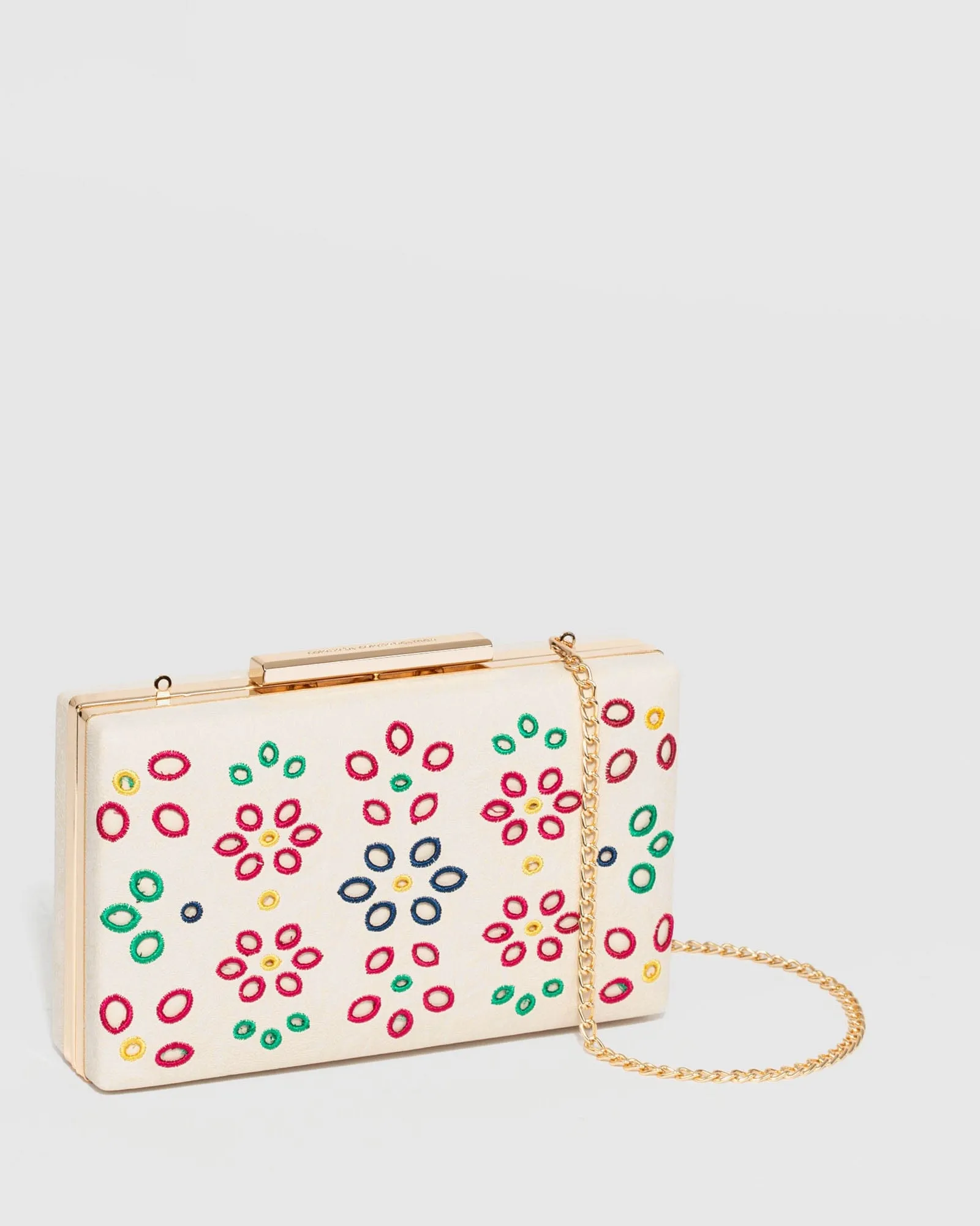 Ivory Jaimii Embroidered Clutch Bag