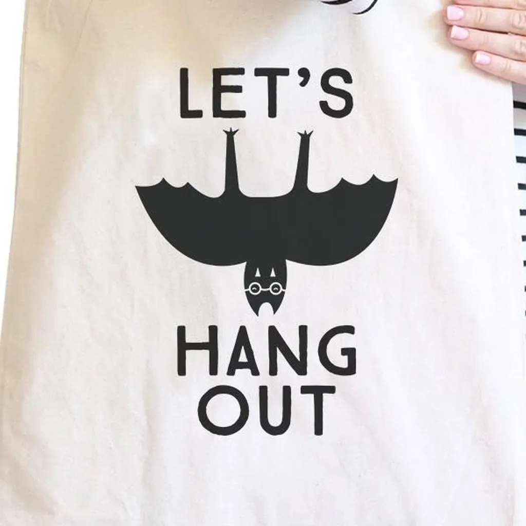 Let's Hang Out Bat Natural Canvas Bags