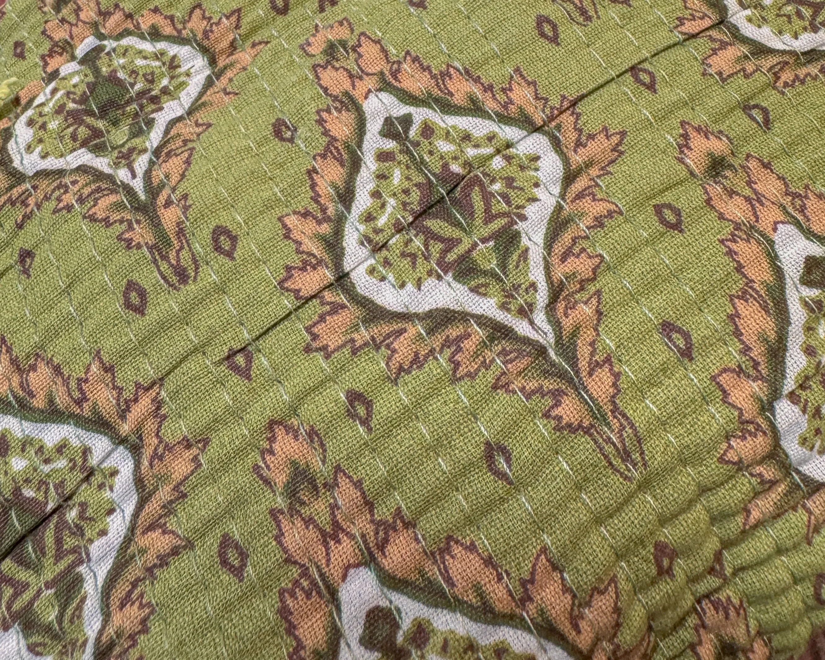 Light green l Handmade Quilted Cotton Bag