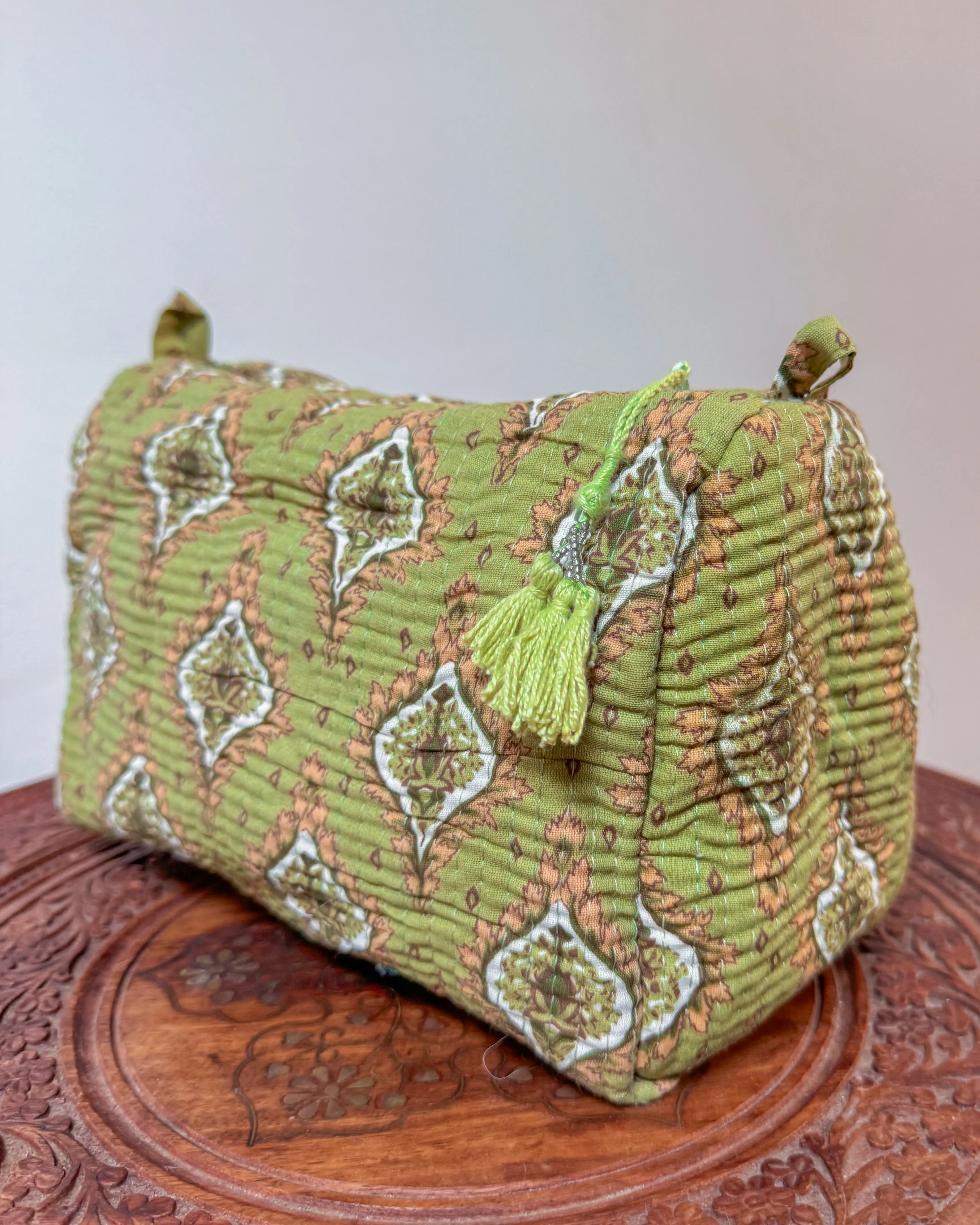 Light green l Handmade Quilted Cotton Bag