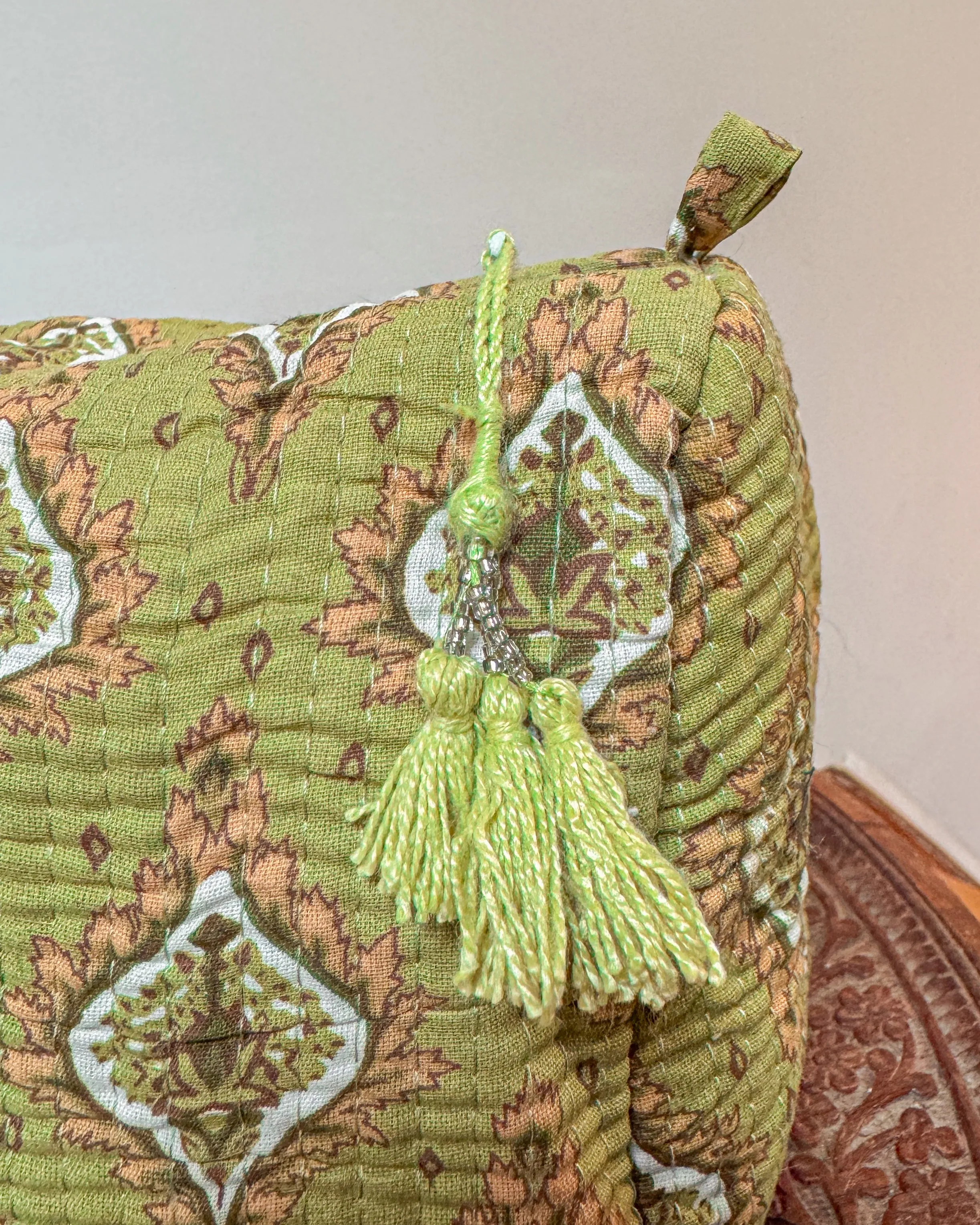 Light green l Handmade Quilted Cotton Bag