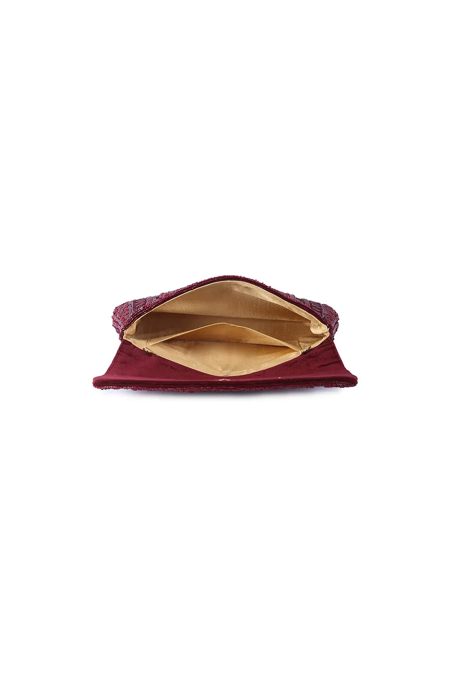 Maroon Mahira Hand-Embroidered Clutch