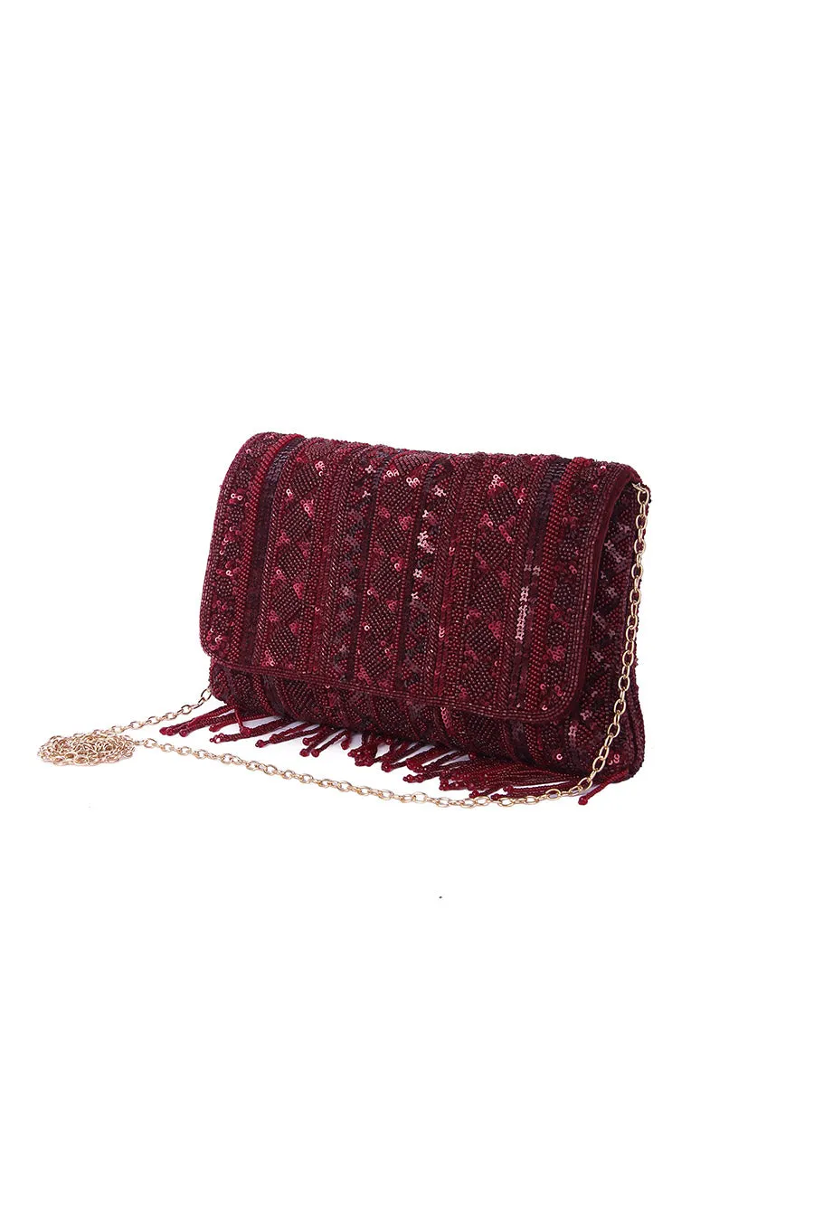 Maroon Mahira Hand-Embroidered Clutch