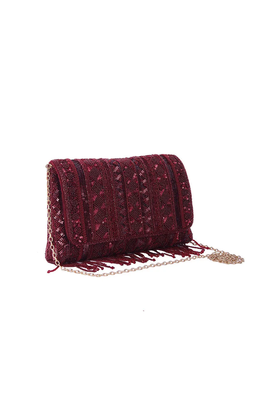 Maroon Mahira Hand-Embroidered Clutch
