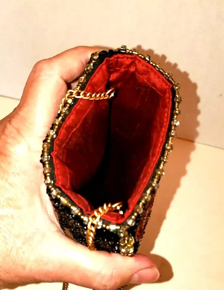 Mary Frances Queen of Hearts Card Handbag Crossbody Phone Bag Red Gold Purse NEW