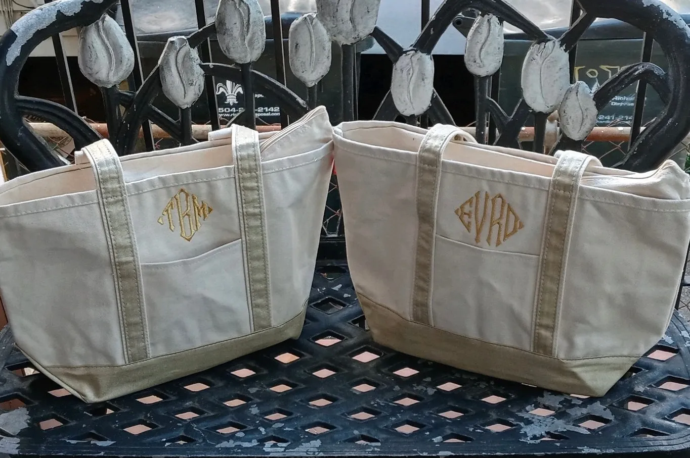 MONOGRAM METALLIC  CANVAS MEDIUM NATURAL TOTE BAG