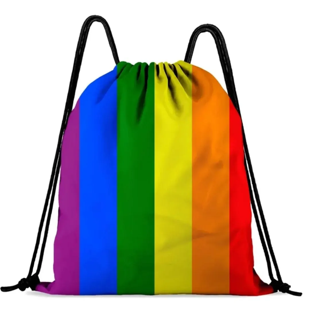 Pride Rainbow Drawstring Backpack & Makeup Bag Set | Unisex & Stylish!