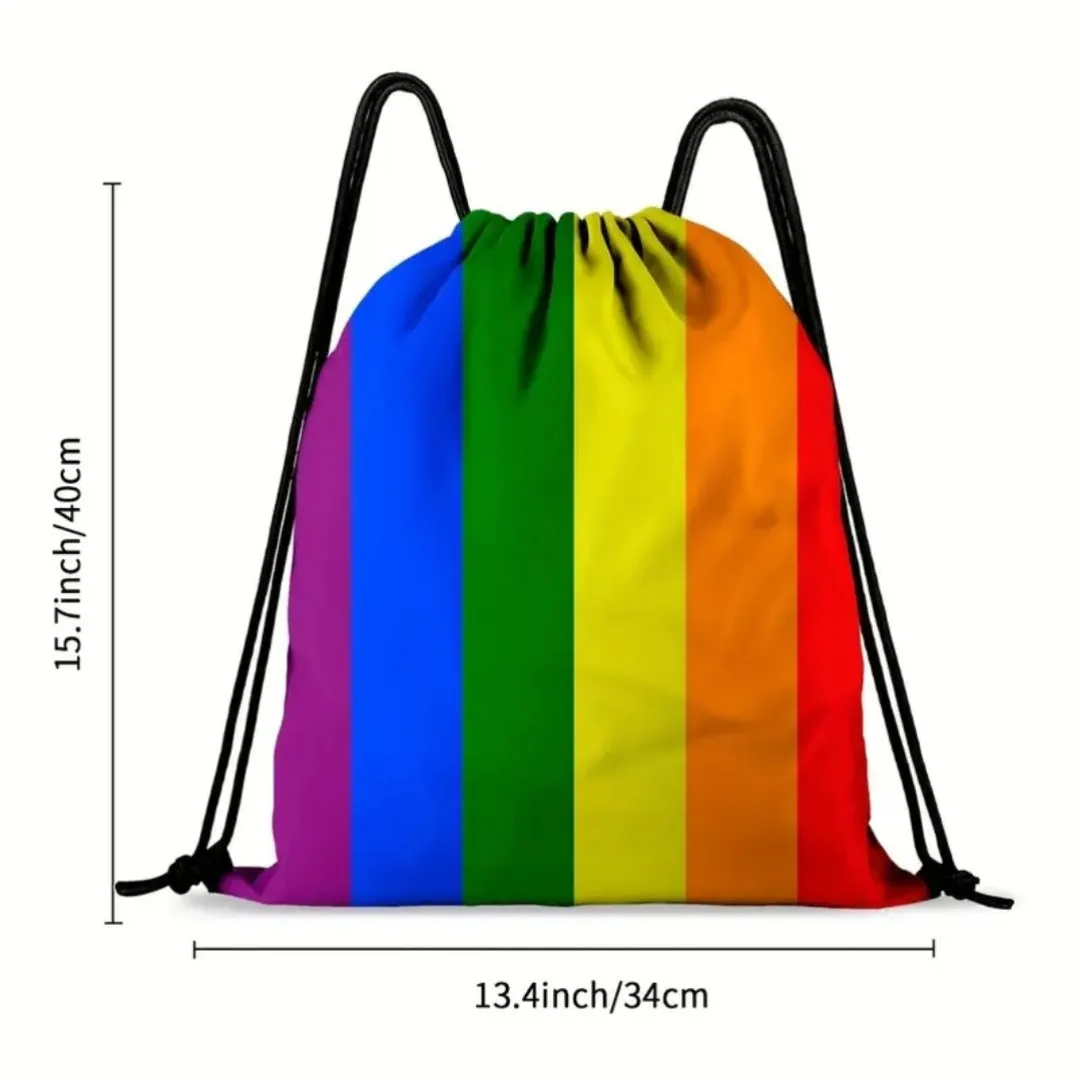 Pride Rainbow Drawstring Backpack & Makeup Bag Set | Unisex & Stylish!