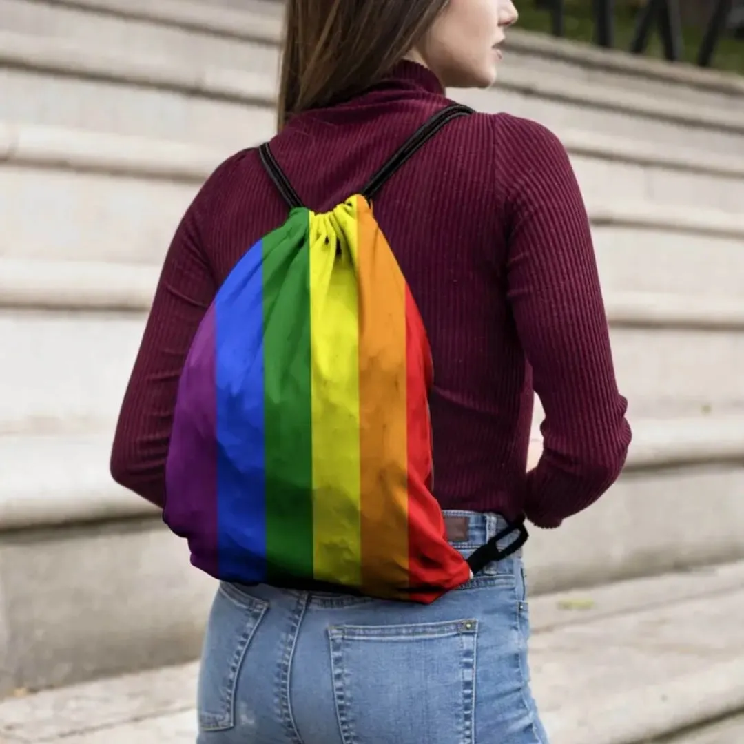 Pride Rainbow Drawstring Backpack & Makeup Bag Set | Unisex & Stylish!