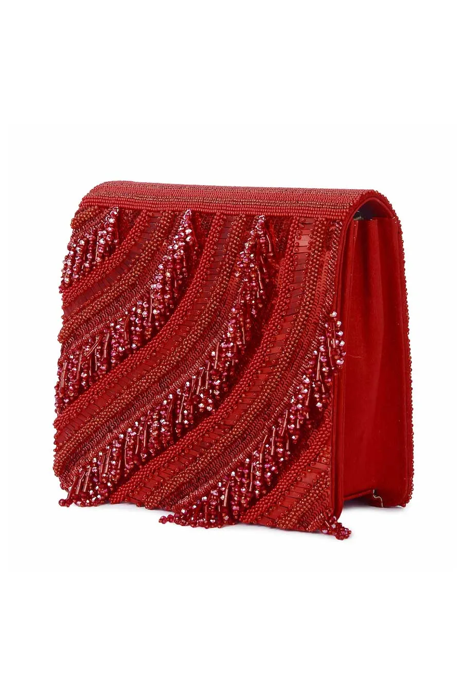 Red Riwaayat Hand-Embroidered Clutch