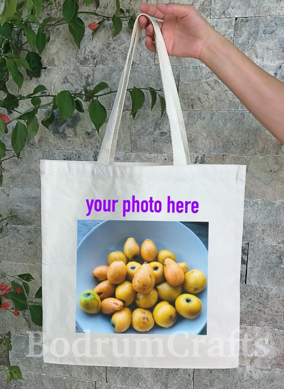 Set of 12, EcoPrint Custom Digital Printed Lightweight Cotton Tote Bags