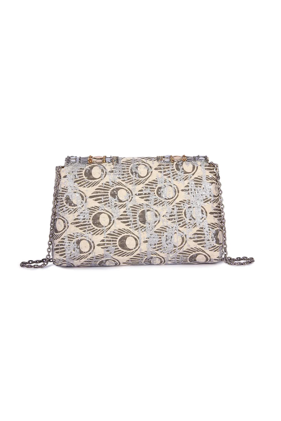 Silver Hand-Embroidered Clutch