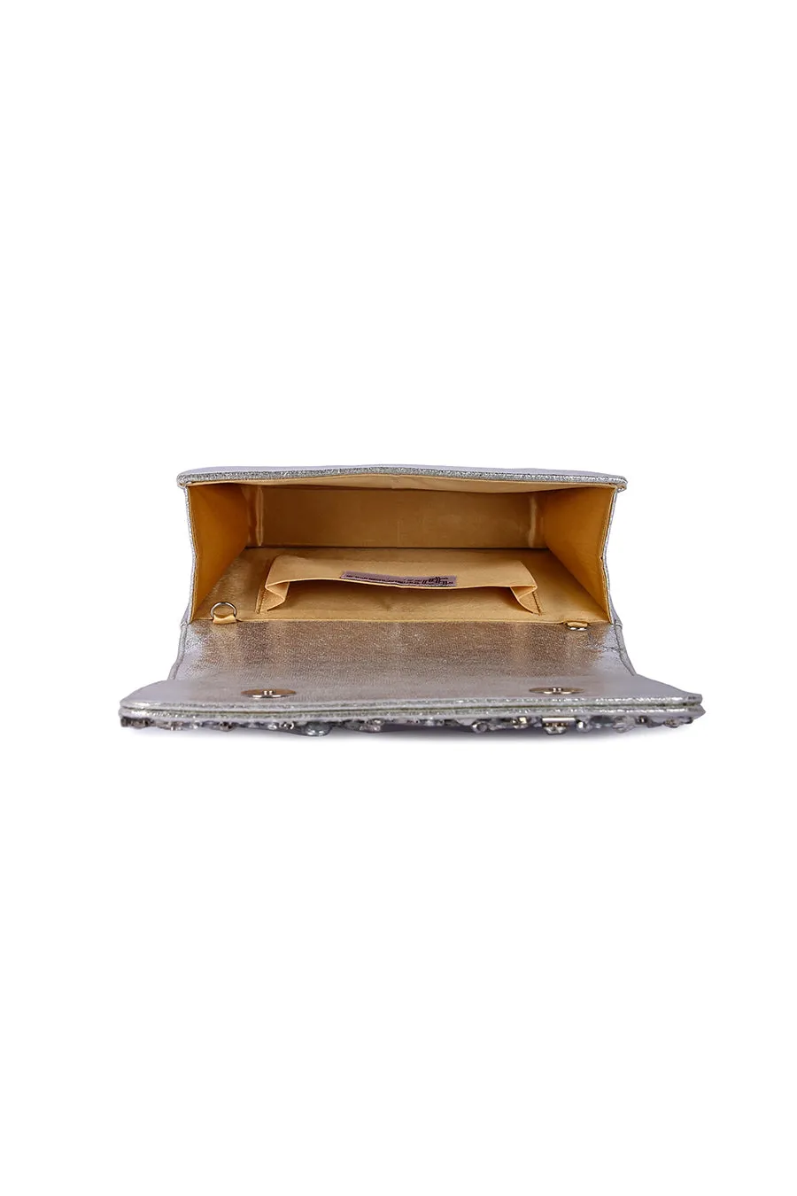 Silver Sheel Hand-Embroidered Clutch