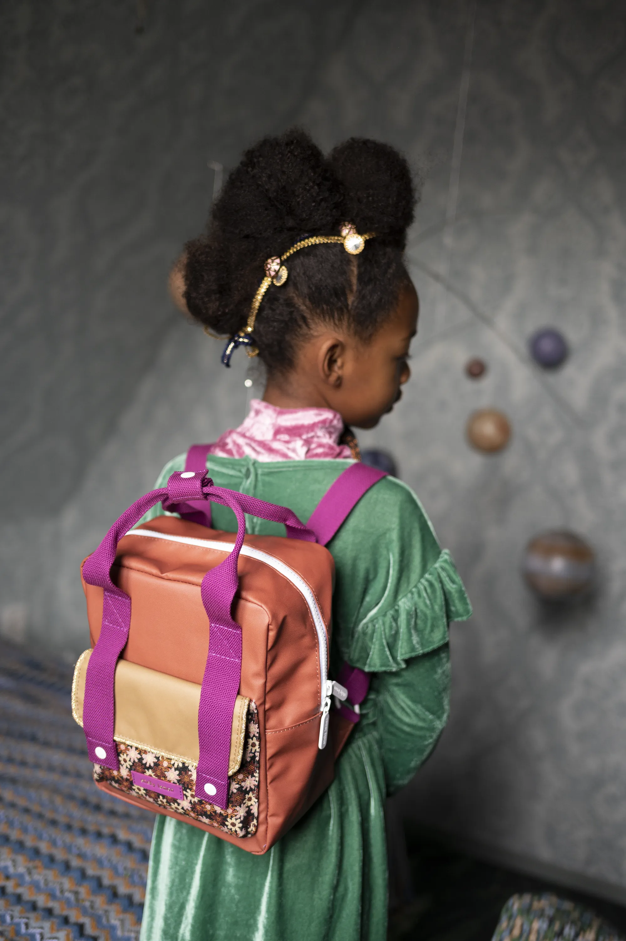 Sticky Lemon Golden Small Backpack, Jeronicus Brown/Flowerfield Pink