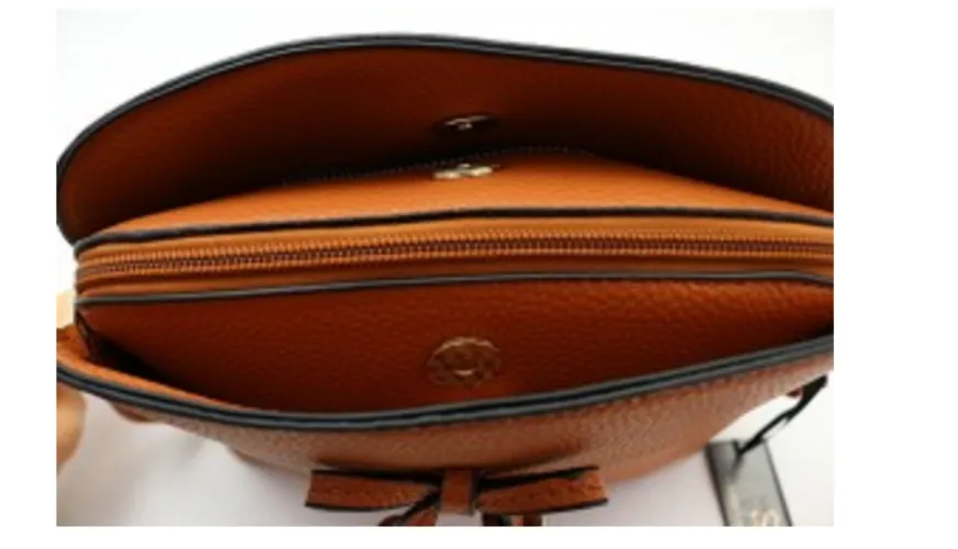 Tassel Bow Accent 3-Compartment Crossbody