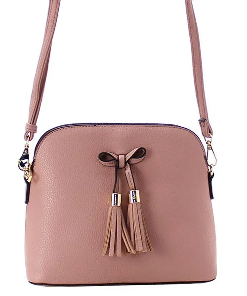 Tassel Bow Accent 3-Compartment Crossbody