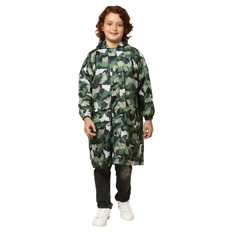 THE CLOWNFISH Archie Series Kids Waterproof PVC Longcoat with Adjustable Hood & Extra Space for Backpack/Schoolbag Holding. Plastic Pouch. Kid Age-9-10 years (Size-36-Sky Blue)