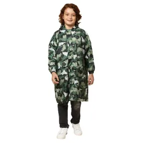 THE CLOWNFISH Archie Series Kids Waterproof PVC Longcoat with Adjustable Hood & Extra Space for Backpack/Schoolbag Holding. Plastic Pouch. Kid Age-9-10 years (Size-36-Sky Blue)