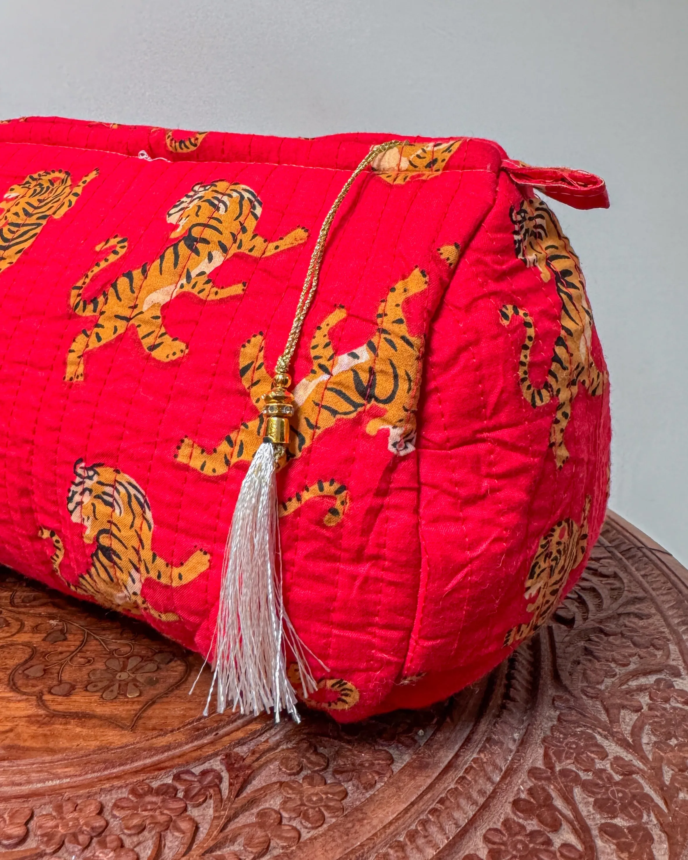 Tiger red l Handmade Quilted Cotton Bag