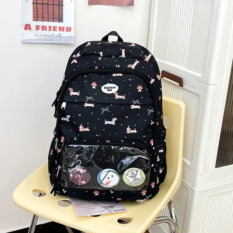 Uakiss Kawaii Funny Women Backpacks Harajuku Aesthetic Large Capacity Commute Ita Bag Female Cartoon Dog Print Students Mochilas