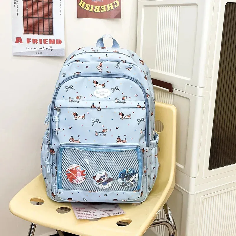 Uakiss Kawaii Funny Women Backpacks Harajuku Aesthetic Large Capacity Commute Ita Bag Female Cartoon Dog Print Students Mochilas