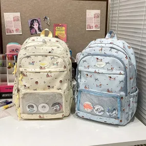 Uakiss Kawaii Funny Women Backpacks Harajuku Aesthetic Large Capacity Commute Ita Bag Female Cartoon Dog Print Students Mochilas