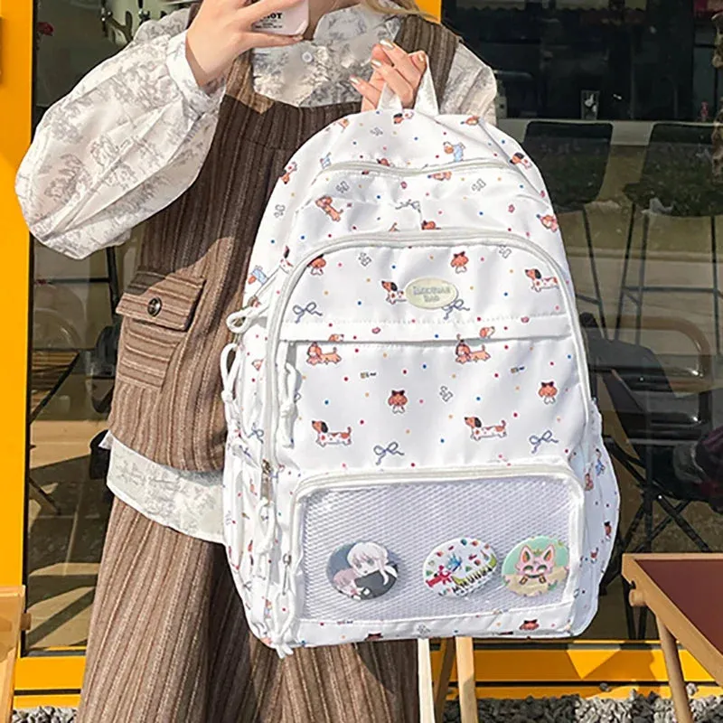 Uakiss Kawaii Funny Women Backpacks Harajuku Aesthetic Large Capacity Commute Ita Bag Female Cartoon Dog Print Students Mochilas