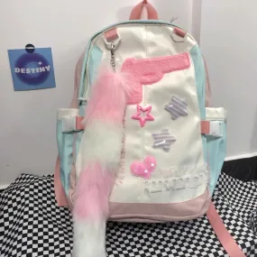 UAKISS  -  Y2K Women Bags 2024 Trend Designer Aesthetic Patchwork E Girl Backpacks Large Capacity Casual Nylon Mochilas Para Mujer