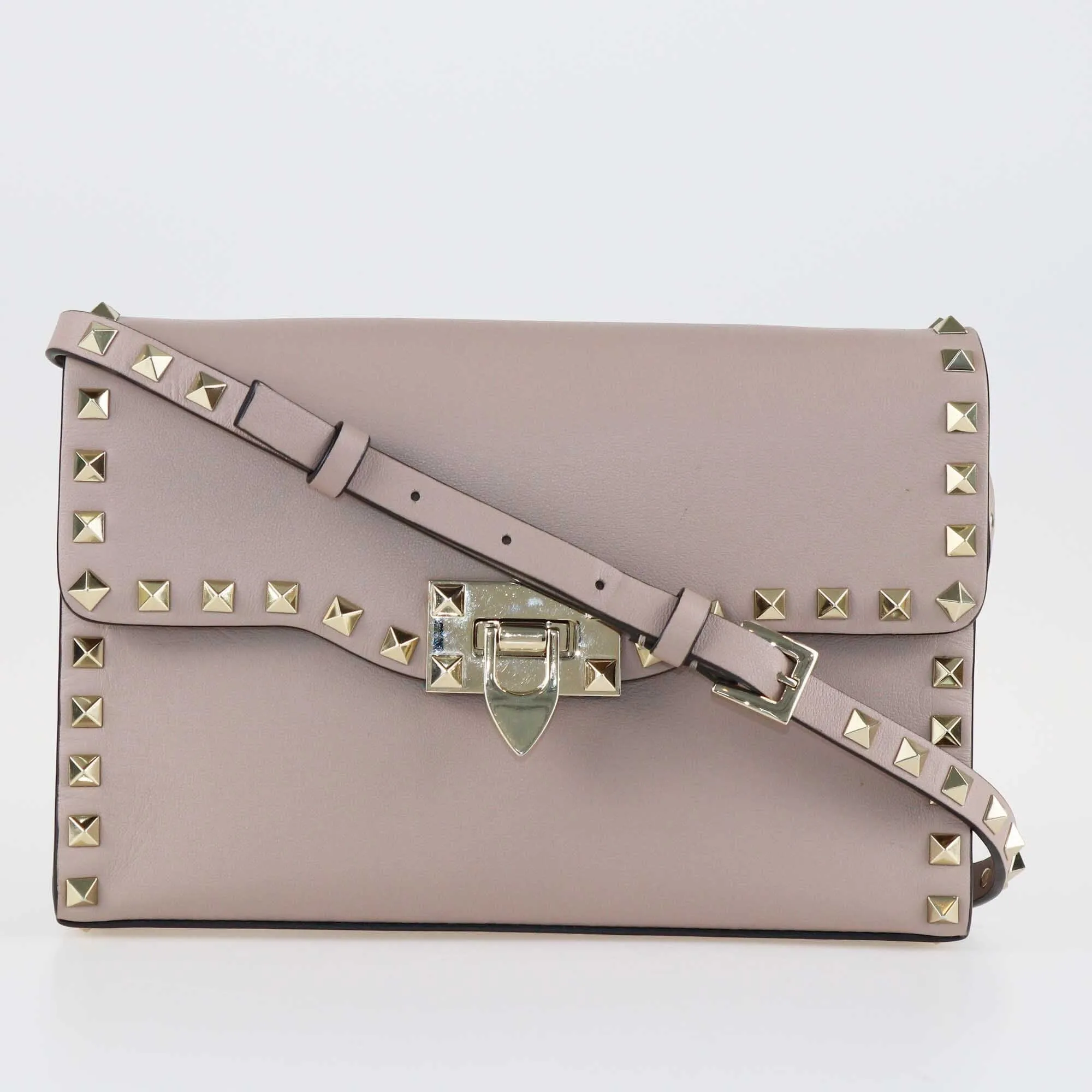 Valentino Beige Small Rockstud Shoulder Bag