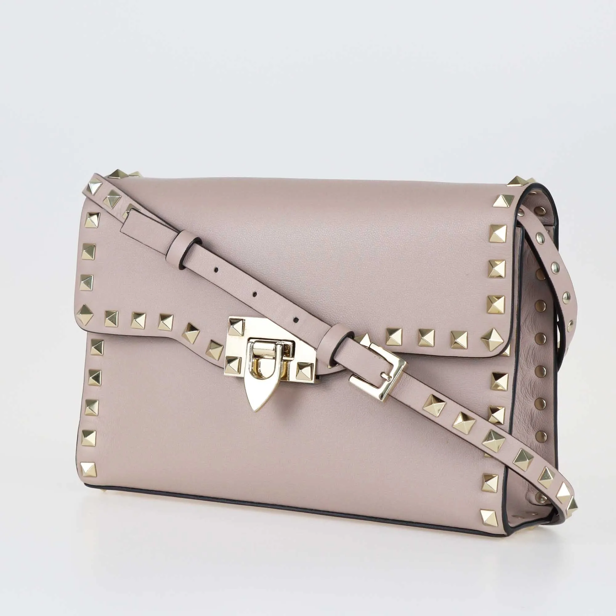 Valentino Beige Small Rockstud Shoulder Bag