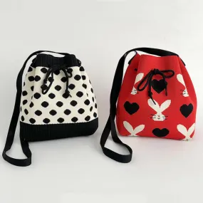 Wholesale Knitted wool drawstring lunch box bag handbag hand tote bag bucket bag